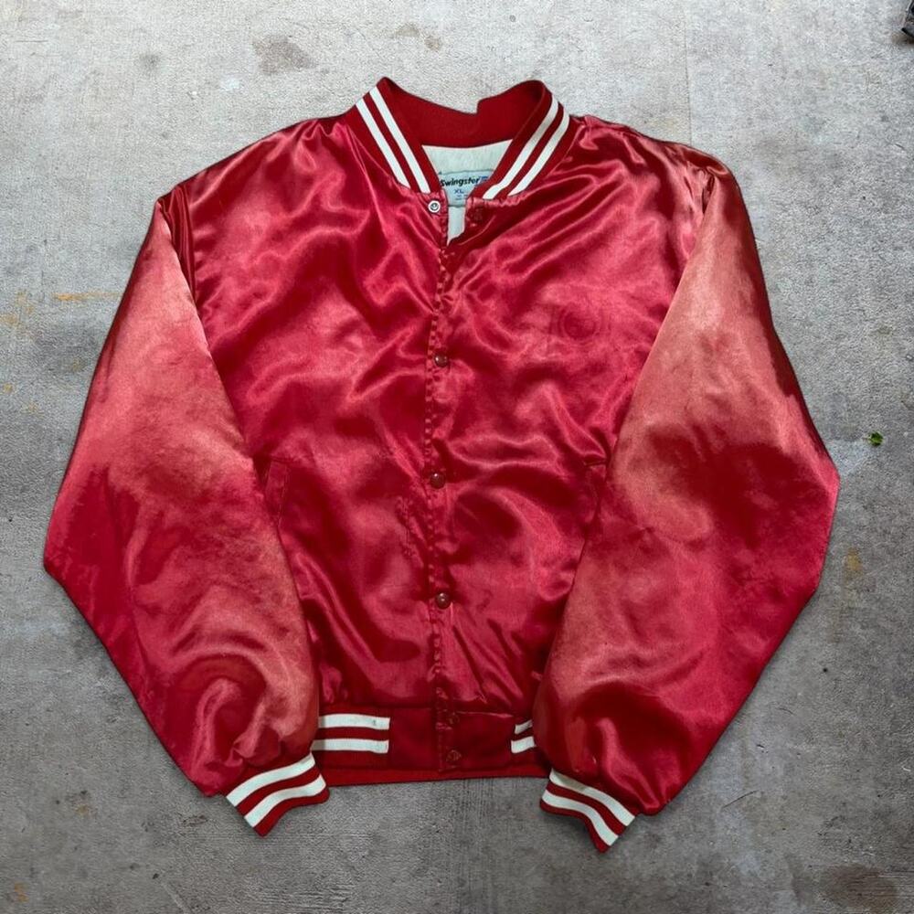 Vintage 80s 90s swingster red nylon letterman jacket